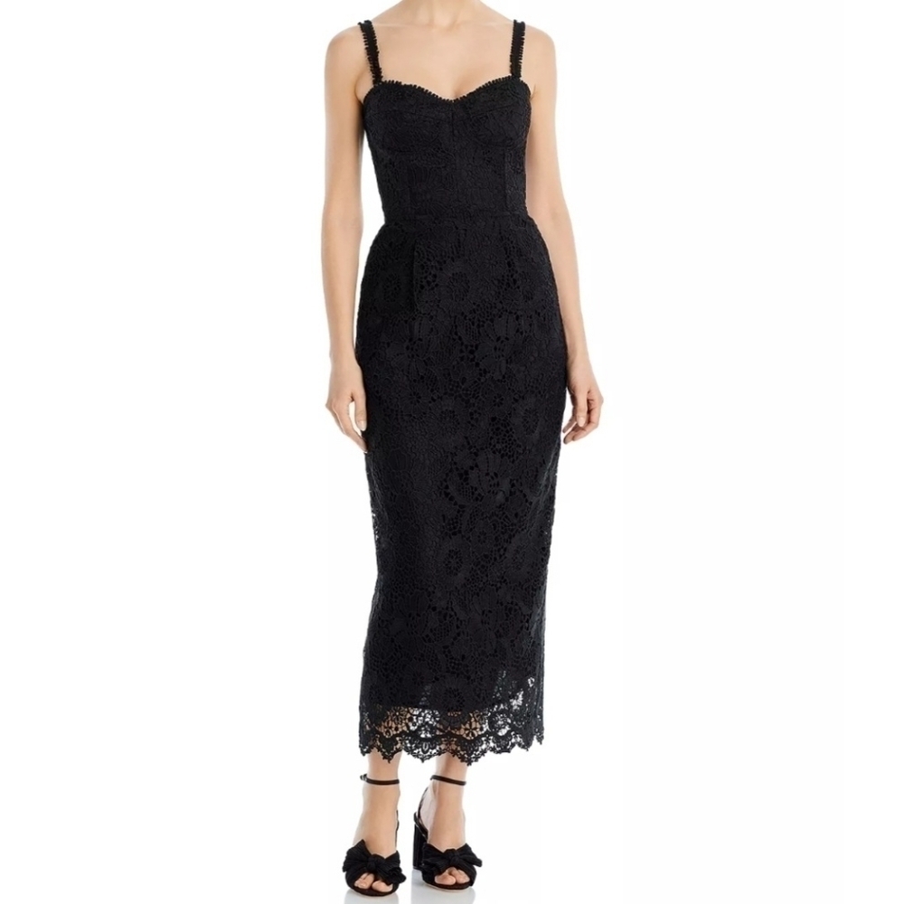 Sabina Musayev Nicolette Lace Embroidered Midi Dress Large